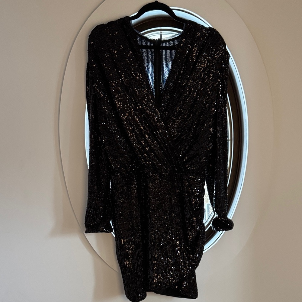 Generation Love Shimmering Black Long Sleeve Dress